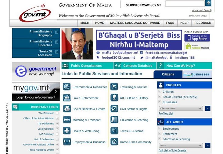 Pgina do governo de Malta