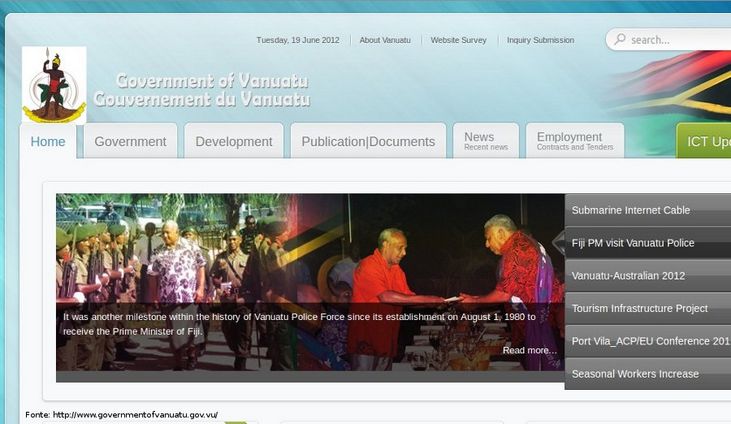 Pgina do governo de Vanuatu