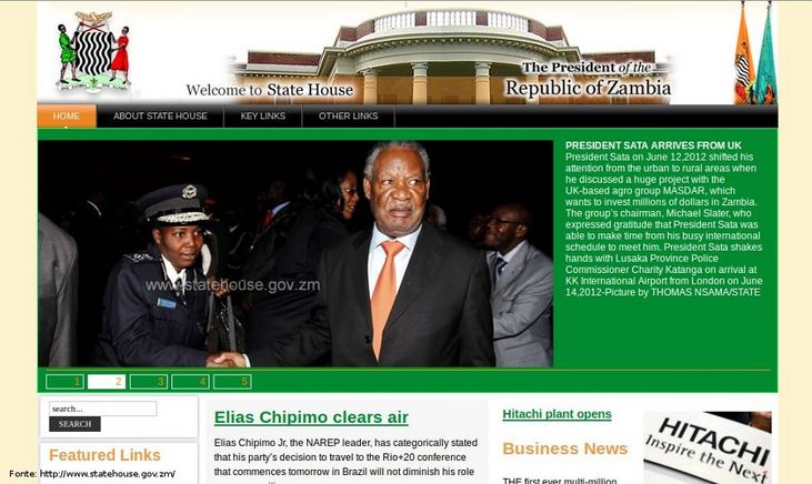 Pgina do governo da Zambia