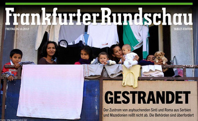 A crise iniciada em 2008 nos Estados Unidos espalhou dificuldades pelo mundo. Entre as populaes que mais foram afetadas, encontram-se os cidados do Leste Europeu. Nesta reproduo da pgina inicial da revista Frankfurter Rundschau, vemos um grupo de ciganos. O povo cigano, que tambm compe a sociedade brasileira, representa a diversidade cultural cigana do planeta. Felizmente, h muitos ciganos na escola, mas muitas vezes a criana cigana  vtima do preconceito e do desconhecimento, e por isso esconde seu pertencimento. Para que as situaes de perseguio e privaes cessem,  preciso valorizarmos o dilogo e o respeito, para aprendermos uns com os outros e neutralizarmos informaes equivocadas e lendas sem fundamento que se perpetuam de gerao a gerao. Quer saber mais sobre essas questes? Contacte o Departamento de Diversidade - DEDI : (41) 3340-1688 (41) 8409-1677. Palavras-chave: Revista. Internet. Gneros textuais. Registro. Formalidade. Canal de comunicao. Economia. Burocracia. Sistema. Europa. Sociedade. Gitanos. Itinerncia. Diversidade. Espanha.