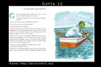 Esta  uma das 36 imagens produzidas a partir do livro "Gotta y sus amigas en una aventura circular", desenvolvido por EducaMadrid, com o objetivo de trabalhar conceitos como: ciclo hidrolgico, uso energtico, agrcola e domstico da gua e seus principais impactos. As imagens esto organizadas por nmeros, de acordo com as pginas, como, por exemplo, a pgina 2. Existe uma pgina do livro nomeada de gota 2, em seguida gota 2.1 e gota 2.2, que, na verdade,  a imagem somente do texto que aparece nesta pgina. A histria relata a aventura de 5 gotas de gua durante o ciclo da gua. A protagonista Gotta e suas 4 amigas se separam no alto da montanha. Cada uma ter uma experincia diferente que ser compartilhada quando elas se encontrarem no mar. Fonte: Educamadrid. Palavras-chave: gua. Leitura. Interculturalidade. Discurso.