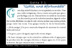 Esta  uma das 36 imagens produzidas a partir do livro "Gotta y sus amigas en una aventura circular", desenvolvido por EducaMadrid, com o objetivo de trabalhar conceitos, como: ciclo hidrolgico, uso energtico, agrcola e domstico da gua e seus principais impactos. As imagens esto organizadas por nmeros, de acordo com as pginas, como, por exemplo, a pgina 2. H uma pgina do livro nomeada de gota 2, em seguida gota 2.1 e gota 2.2 que, na verdade,  a imagem somente do texto que aparece nesta pgina. A histria relata a aventura de 5 gotas de gua durante o ciclo da gua. A protagonista Gotta e suas 4 amigas se separam no alto da montanha. Cada uma ter uma experincia diferente que ser compartilhada quando elas se encontrarem no mar. Fonte: Educamadrid. Palavras-chave: gua. Leitura. Interculturalidade. Discurso.