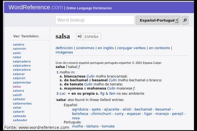 Definio da palavra "salsa" segundo o dicionrio eletrnico Wordreference. Palavras-chave: Verbete. Tradutor. Dicionrio. Entrada. Wordreference.