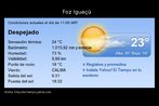 Imagem com a previso do tempo em Foz do Igua, Brasil. Esto disponveis informaes sobre: humedad, sensacin trmica, visibilidad, punto de roco, viento, salida y puesta del sol.  Palavras-chave: clima, previsin del tiempo, meteorologia, texto para sala de aula.