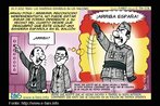 Charge do cartunista espanhol Faro sobre o nacionalismo espanhol. Palavras-chave: Espanha. Bandeira. Nacionalismo. Charge.