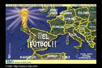 Charge do cartunista espanhol Faro sobre a Copa da frica. Palavras-chave: Copa. frica. Espanha. Charge.