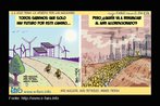 Charge do cartunista Faro sobre o meio ambiente e o uso energia. Palavras-chave: Charge. Energia. Nuclear. Meio ambiente.