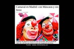 Imagem de duas pessoas usando mscara de palhao, no carnaval em Madrid. Esta imagem foi publicada no peridico 20minutos.es em uma reportagem sobreos disfarces mais escolhidos para a festa e pode ser usado junto com outros vdeos, udios e imagens tambm disponveis na Tv Multimdia sobre o carnaval em outras cidades. Palavras-chave: Carnaval. Madrid. Palhao. Internacionalidade. 