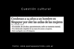 Recorte de jornal com uma pequena notcia sobre a condenao de um homem. Delito: haver cheirado a axila de uma mulher. Alm da notcia em si e das questĩoes culturais que enovlvem o caso, um grande nmero de algarismo aparece na notcia. Palavras-chave: Nmeros. Algarismos. Notcia. Cultura. Espanhol.