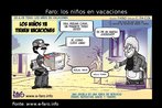 Charge de Andrs Faro sobre as frias escolares e o papel das avs neste perodo. Palavras-chave: Frias. Charge. Escola. Avs. Vacaciones.