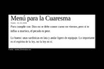 Reportagem publicada no peridico 20minutos. es sobre o cardpio da quaresma. Palavras-chave: Men. Quaresma. Cardpio. Comida. Pscoa.