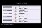 Imagem com a previso do tempo em Brunei, no sudeste asitico. Esto disponveis informaes sobre: humedad, sensacin trmica, visibilidad, punto de roco, viento, salida y puesta del sol. Palavras-chave: Clima. Previsin del tiempo. Meteorologia. Texto para sala de aula.