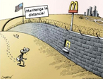 Charge sobre a construo do muro na fronteira entre Mxico e Estados Unidos. Palavras-chave: Cmico. Humor. Poltica. Globalizao. Muro. Fronteira. Mxico. Estados Unidos.