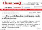 Notcia sobre uma modelo brasileria que morreu de anorexia. Bom para trabalhar questes de padres de beleza e qualidade de vida. Palavras-chave: Sade. Doena. Juventude. Beleza. Moda. Padres de beleza. Modelo.