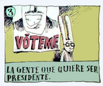 As eleies - para qualquer instncia - so sempre um momento que movimenta a populao, criando um clima de competio ou dea sensao incmoda de explorao do eleitor. Qual parece ser a posio deste chargista? Palavras-chave: Poltica. Eleio. Cartaz. Numeral. Personagem pblico. 