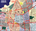 Mapa de uma parte da regio central da capital paraguaia, Assuno. Palavras-chave: Cidade. Paraguai. Asuncion.