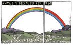 Charge relacionada s eleies gerais espanholas de 2008, em que a maioria dos votos foram para o Partido Socialista Obrero Espaol (PSOE, representado pela cor vermelha) e o Partido Popular (PP, representado pela cor azul), dando-lhes a hegemonia em lugar da igualdade de visibilidade partidria prometida. Palavras-chave: Numeral. Data. Poltica. Interpretao. Cores. Ideologia. Eleio. Simbologia. Linguagem no verbal.