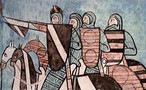 Grupo de caballeros cristianos armados para la batalla frente al enemigo musulmn en uno de los frescos de la denominada capilla del Tesoro. Palavras-chave: Cavaleiro. Novela. Quijote. Idade mdia. Reconquista.