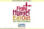 Cartaz de uma campanha britnica de combate  fome e  desnutrio.  Palavras-chave: Solidariedade. Participao. Iniciativa. Comida.