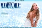 Cartaz promocional do filme "Mamma mia", de 2008, adaptao do musical de 1999. Aparece a atriz que estrelou o filme, e informaes, apresentada em linguagem de propaganda. Palavras-chave: Propaganda. Loira. Mulher. Filme. Cinema.