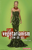 Foto de uma modelo vestida com roupa semelhante a uma verdura, e com colar de pimentas vermelhas. A foto contm tambm a frase "Let Vegetarianism grow on you" (Deixe o vegetarianismo crescer em voc). Palavras-chave: Vegetables. Mulher. Vegetarianismo. Comida. Alimentao. Sade. Carne.