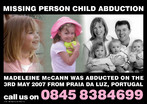 Cartaz de divulgao da campanha de busca da menina inglesa Madeleine McCann, desaparecida em Portugal em 2007. Palavras-chave: Verbo. Tempo verbal. Nmeros. Flyer. Descrio. DAta. Nmeros.