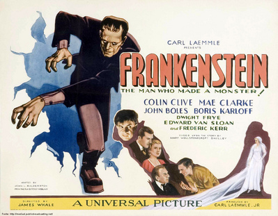 Cartaz de divulgao do Filme Frankenstein (1931), estrelado por Boris Karloff. A histria se baseia no livro homnimo da escritora britnica Mary Shelley, obra de estilo gtico, largamente relida tanto na literatura quanto no cinema. Entre os trechos de filmes em ingls, voc encontra o filme Frankenstein (1931) e tambm a verso de Frankenstein 1994, estrelada por Robert de Niro. Palavras-chave: Cincia. Monstro. Gentica. Mistrio. Terror. Literatura. Manipulao. Gentica.