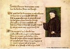 Ilustrao mostrando o escritor Chaucer, ou Thomas Occleve (c. 1368-1426), um dos mais importantes poetas em lngua inglesa, do perodo conhecido como Old English.  Palavras-chave: literatura, interculturalidade, narrao, Occleve, poesia.