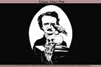 Montagem a partir de foto de Edgar Allan Poe (1809-1849), um dos mais importantes escritores estadunidenses, que ficou mais conhecido por suas obras de cunho misterioso. Neste retrato estilizado, aparecem figuras que representam elementos de seus textos. Palavras-chave: Gneros textuais. Caveira. Animal. Pssaro. Literatura americana. Mistrio. Corvo. Morte. Caveira.