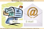 Imagem relacionando as expresses "mail" (correio) e "email" (correio eletrnico), esta representada por uma arroba dentro de um envelope, e aquela, por uma caixa de correio tradicional.  Palavras-chave: Comunicao. Tecnologia. Computador. Modernidade.
