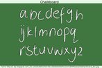 Imagem de um quadro verde com o alfabeto, escrito com letras brancas.  Palavras-chave: Abecedrio. Escola. Estudo. Ensino. ABC. Bsico.