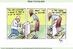 Nesta tira, um homem desembrulha um computador que comprara. Ele e a esposa, porm, demonstram pensar que a ferramenta de trabalho gera dinheiro instantaneamente. Palavras-chave: Emprego. Trabalho. Renda. Instrumento. Iinformtica.