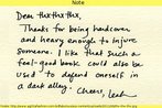 Postagem de um site criado por Leah Dieterich a fim de agradecer s coisas por serem como so. Neste caso, a moa publica uma nota de agradecimento ao prprio livro. Palavras-chave: Gratido. Abreviao. Ironia. Descrio.