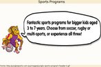 Propaganda de uma escola australiana especializada em treinamento esportivo para crianas e adolescentes. Palavras-chave: Criana. Esportes. Faixa etria. Ffutebol.