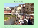 Foto de um mercado pblico, numa cidade antiga. Palavras-chave: Funes da linguagem. Comrcio. Rua. Gneros textuais.  