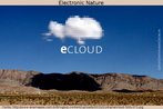 Foto de uma montanha sobre a qual se v uma nuvem com pixels "estourados" e sob ela, a expresso E-cloud (nuvem eletrnica). Palavras-chave: Modernidade. Virtual. Realidade. Natureza. 
