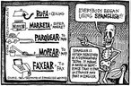 Figura que expe alguns termos do spanglish, que pode ser considerado uma lngua de contato entre latinos e estadunidenses. So mostradas figuras que representam palavras do vocabulrio dos trabalhadores latinos(principalmente mexicanos, como se constata pela presena do esqueleto) nos Estados Unidos.  Palavras-chave: pidging, fenmeno lingustico, Mxico, trabalho, mescla.