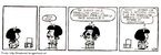 Qual a principal caracterstica da personagem Mafalda? Otimismo demasiado? Pessimismo exagerado? Esperana? Por que ela nunca desiste de falar sobre paz e sobre a sade do mundo? O que essa personagem de Quino pretende representar?  Palavras-chave: discurso, paz, seggiolina, mvel, cadeira