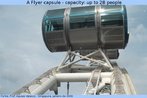 Foto de uma das cápsulas da torre de observação (roda-gigante) Flyer, em Singapura, com capacidade para 28 pessoas. Palavras-chave: Ligeirinho. Turismo. Entretenimento.