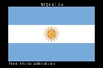 A bandeira nacional da Argentina consiste de uma tribanda de duas listas azul-celeste com uma lista branca para separ-las. Na lista central encontra-se o emblema do sol, que, de acordo com a tradio, foi criado pelo General Belgrano antes da Batalha do Paran, quando olhou para o cu. O emblema solar  um cone importante na Argentina e apareceu em anteriores verses da bandeira. O smbolo  conhecido como Celeste, devido a cor azul de "um cu durante o dia nos ngulos normais de visada". O Sol, com 32 raios, sendo 16 retos e 16 ondulantes, tambm representa o "Sol de Maio". Fonte: http://pt.wikipedia.org Palavras-chave: Texto no verbal. Smbolos. Cores. Significado. Interdiscurso. Ideologia. Patriotismo. Bandeira.