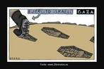 Charge que alude  postura do governo israelense na regio conhecida como Gaza. Palavras-chave: Rastro. Pegadas. Morte. Caixo. Autoritarismo. Autonomia. Palestina. Israel.